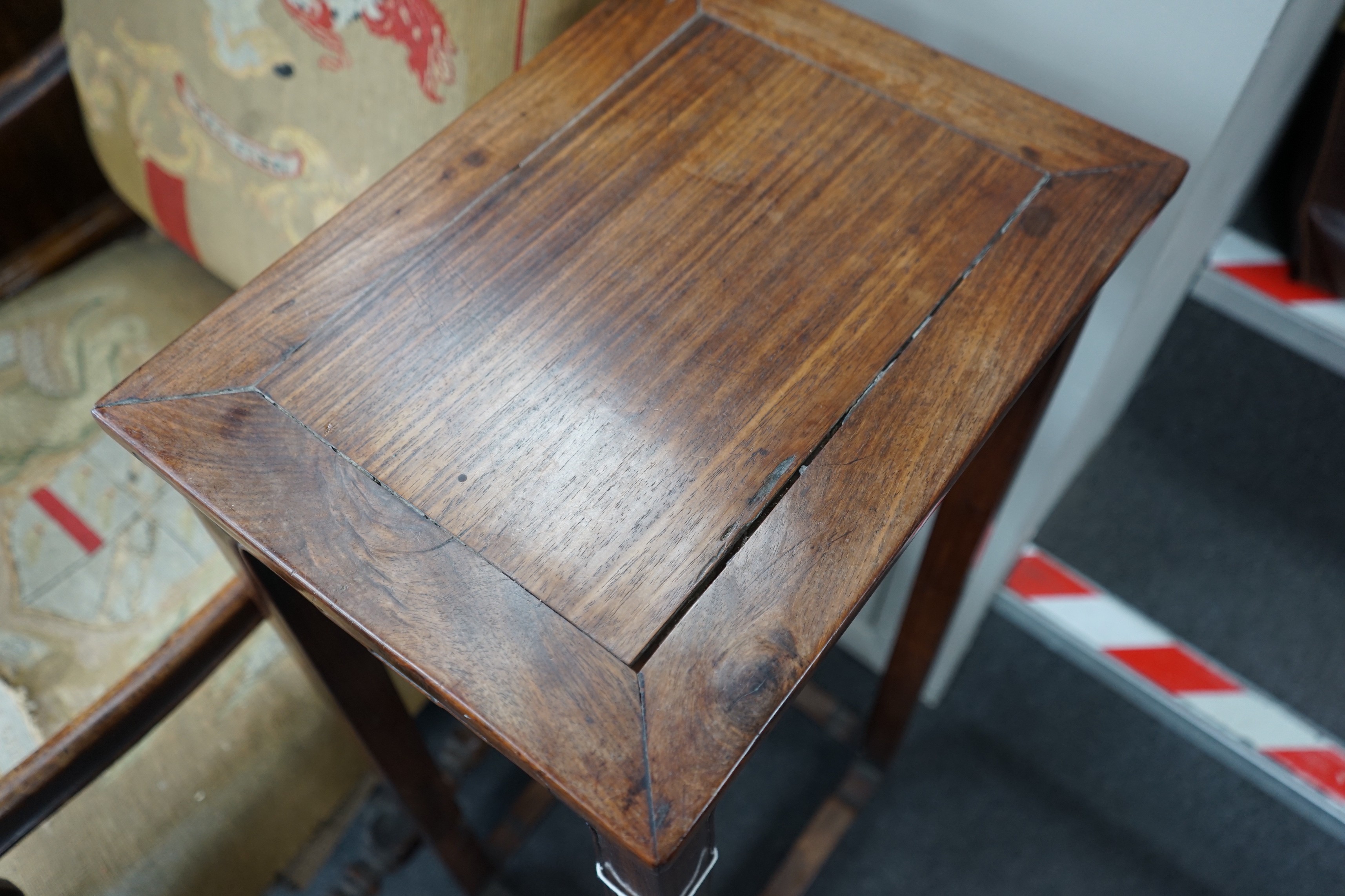 A late 18th /early 19th century Chinese rectangular huali incense stand, width 41cm, depth 30cm, height 87cm *Please note the sale commences at 9am.